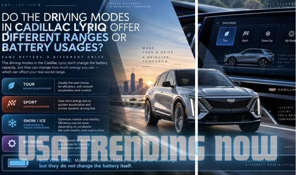 Do the Driving Modes in Cadillac Lyriq Offer Different Ranges or Battery Usages