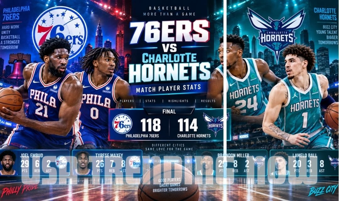 76ers vs charlotte hornets match player stats